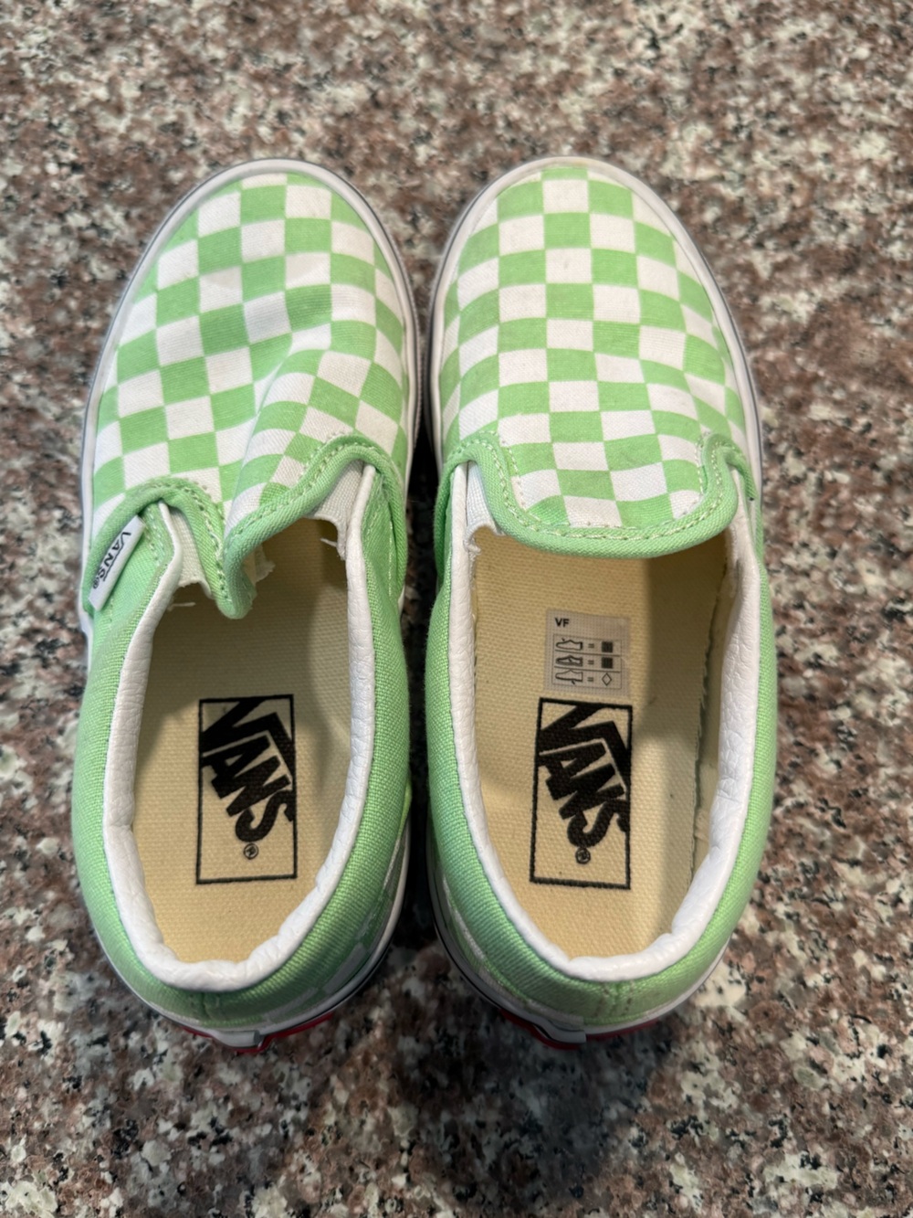 Vans Kids Slip-On Checkerboard Sneakers - Light Green & White